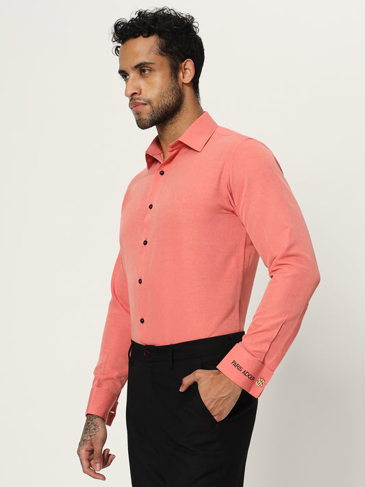 Paris Adour Classic Very Light Vermilion100% Cotton Formal Shirt - Elevate Your Elegance