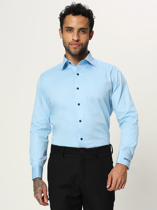 Paris Adour Classic Sky Blue 100% Cotton Formal Shirt - Elevate Your Elegance