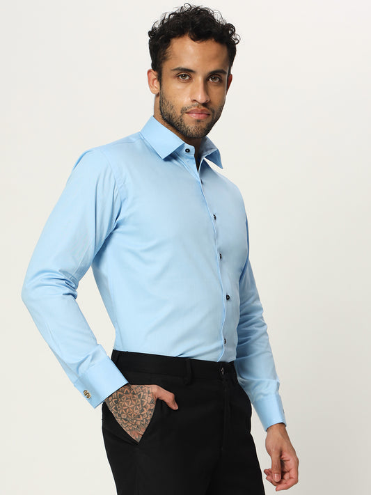 Paris Adour Classic Sky Blue 100% Cotton Formal Shirt - Elevate Your Elegance