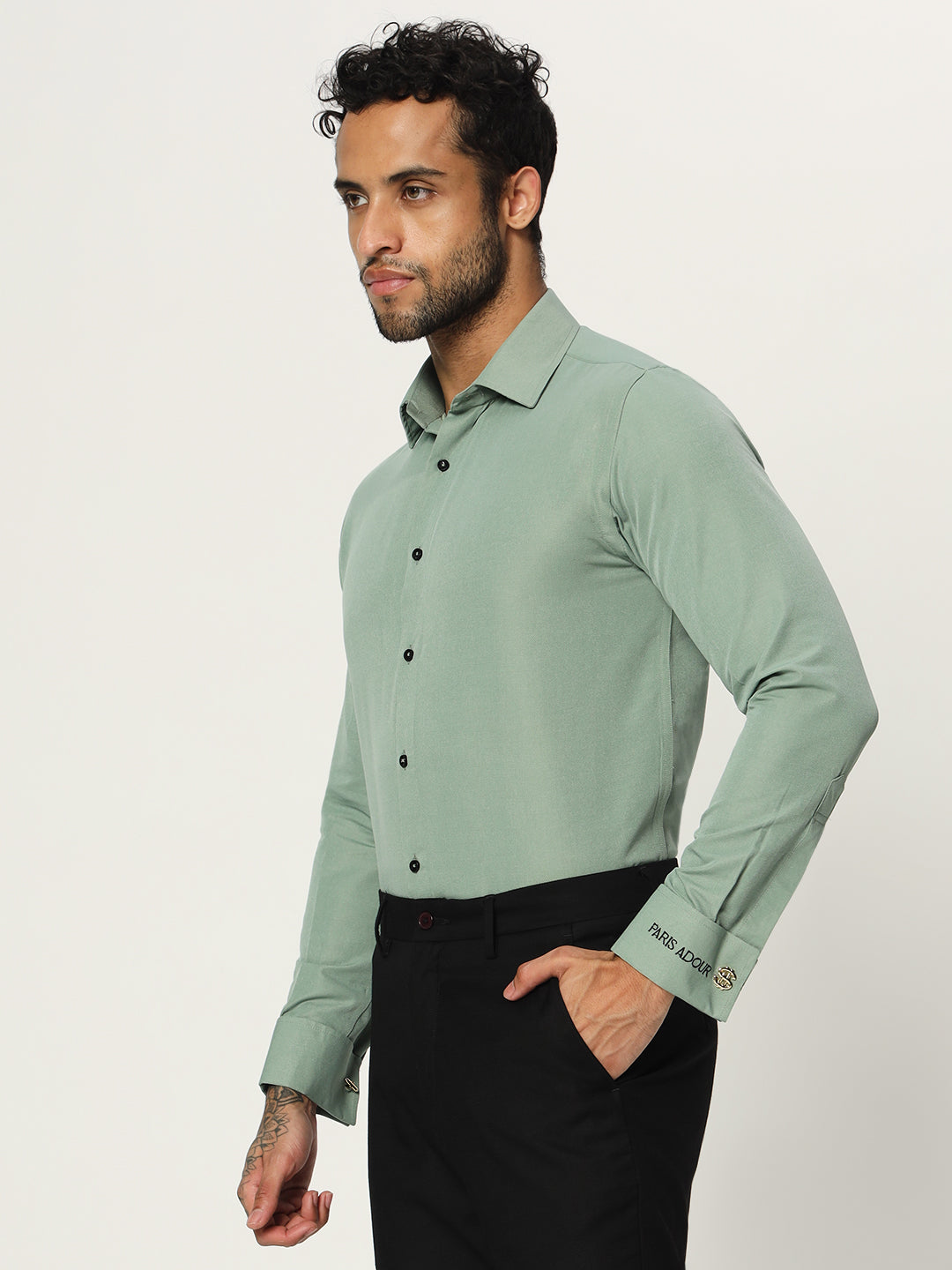 Paris Adour Classic Jade Gemstone 100% Cotton Formal Shirt - Elevate Your Elegance