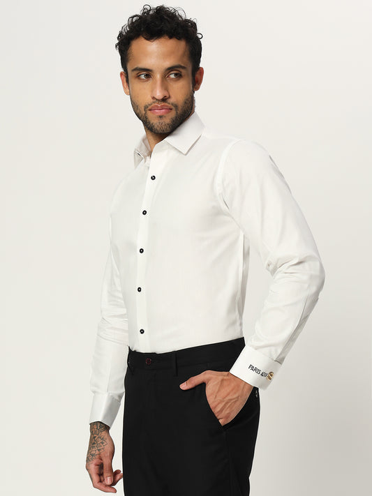 Paris Adour Classic Ice Cool White 100% Cotton Formal Shirt - Elevate Your Elegance