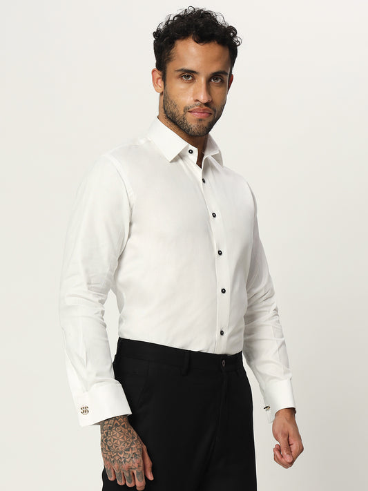 Paris Adour Classic Ice Cool White 100% Cotton Formal Shirt - Elevate Your Elegance