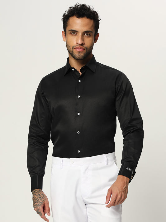 Paris Adour Classic Black 100% Cotton Formal Shirt - Elevate Your Elegance