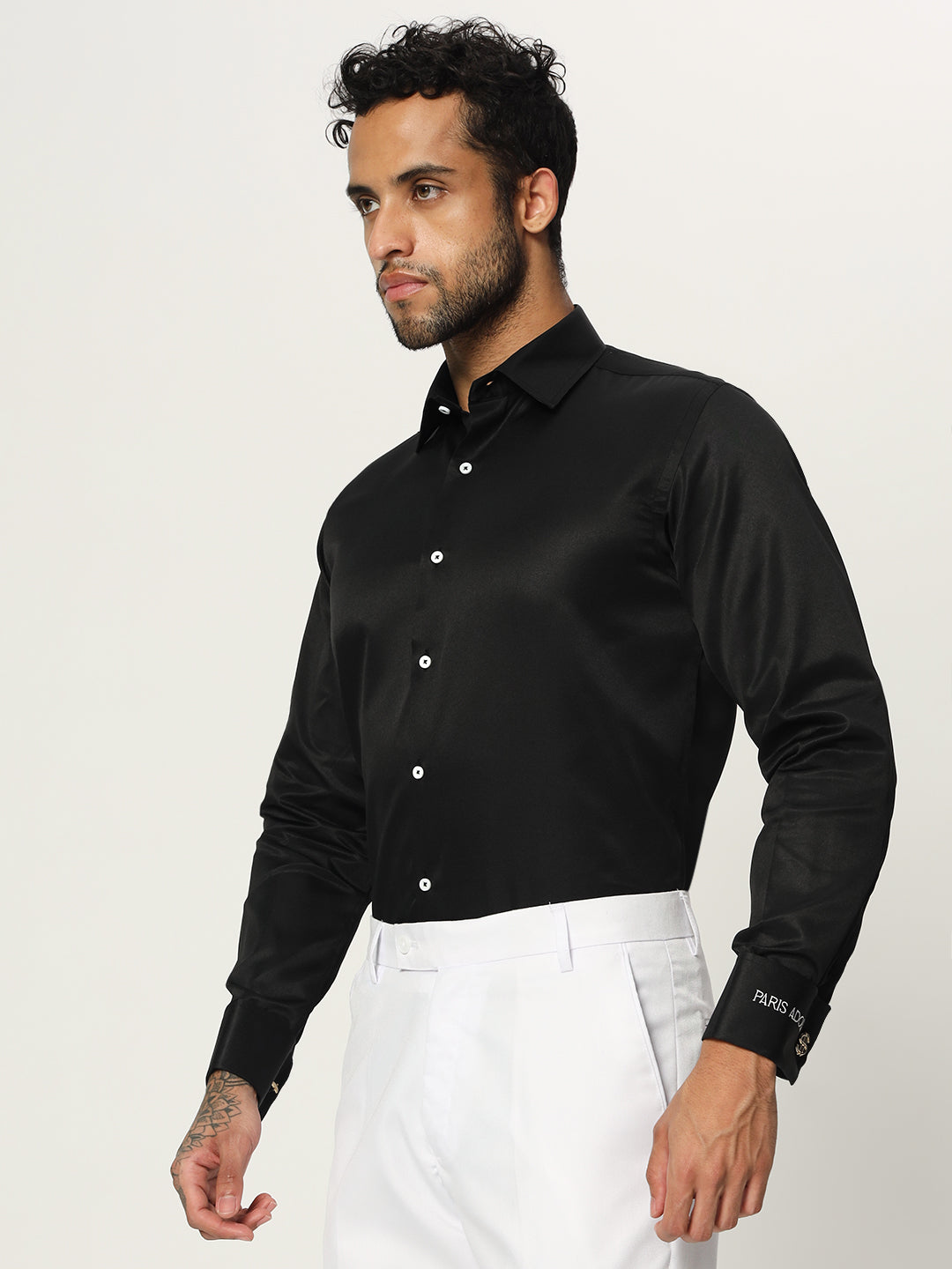 Paris Adour Classic Black 100% Cotton Formal Shirt - Elevate Your Elegance